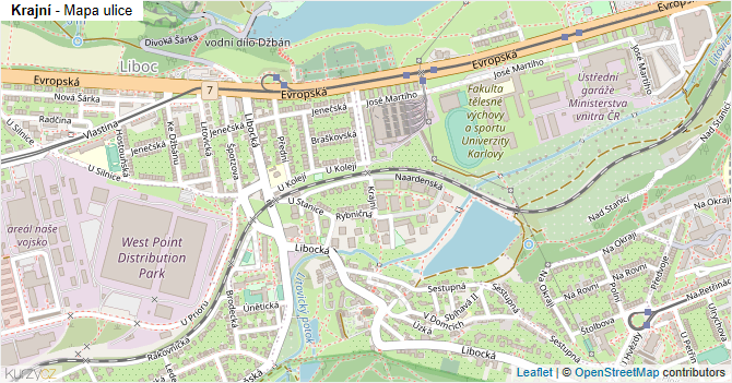 Krajní - mapa ulice