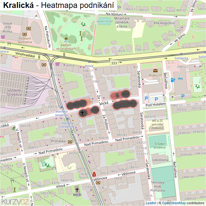 Mapa Kralická - Firmy v ulici.