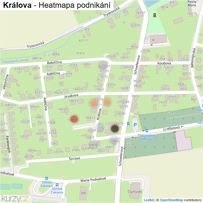 Mapa Králova - Firmy v ulici.