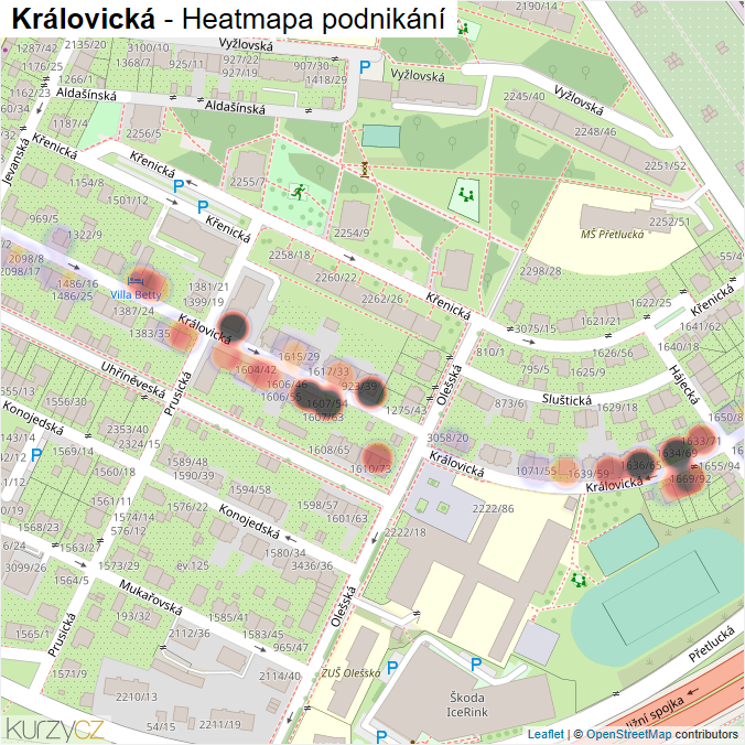 Mapa Královická - Firmy v ulici.