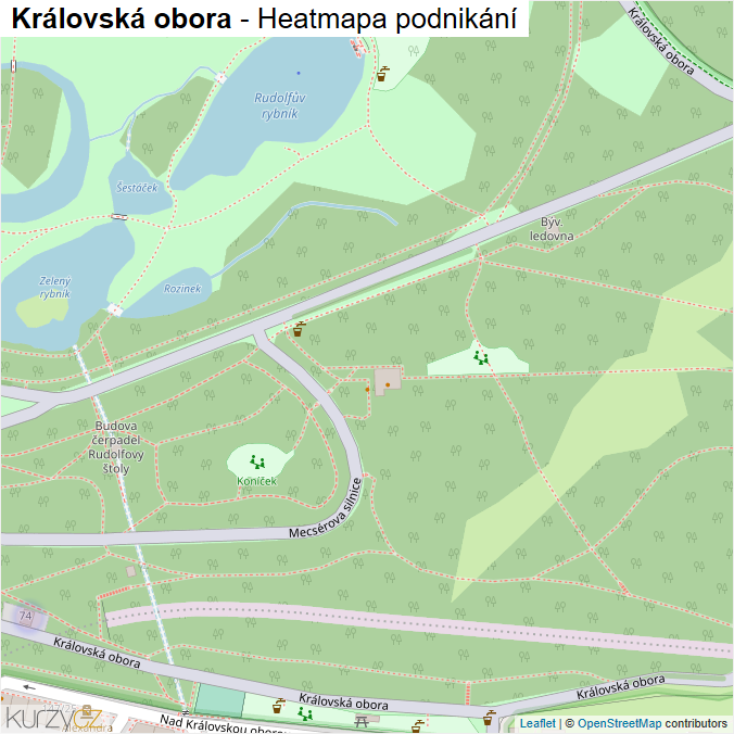 Mapa Královská obora - Firmy v ulici.