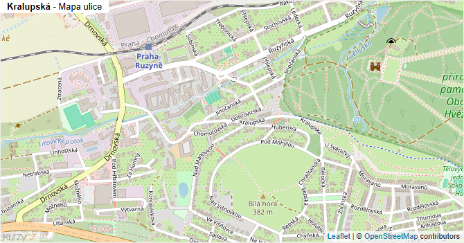Kralupská - mapa ulice