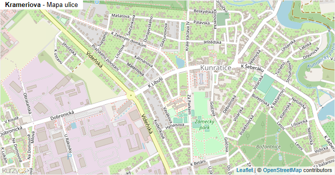 Krameriova - mapa ulice