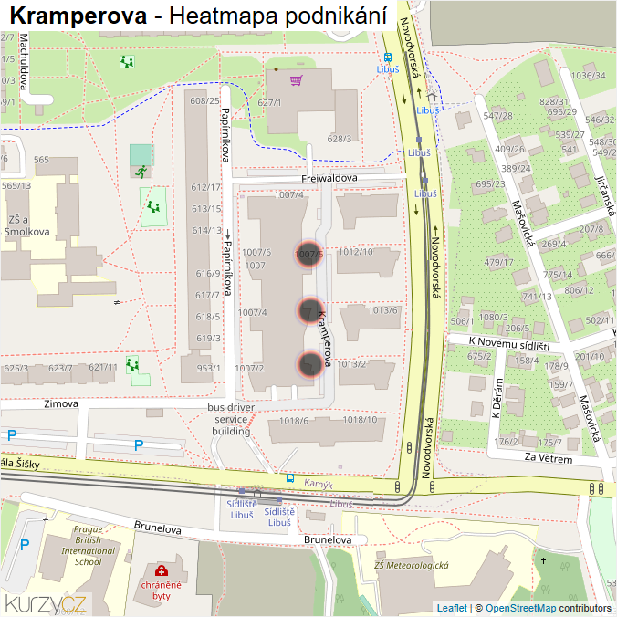 Mapa Kramperova - Firmy v ulici.