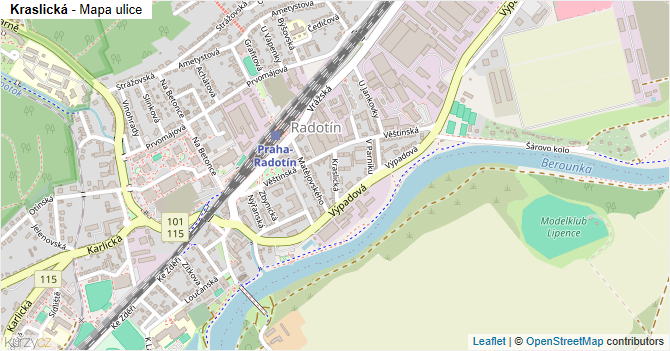 Kraslická - mapa ulice