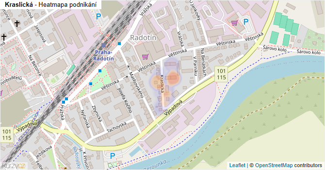 Kraslická - mapa podnikání