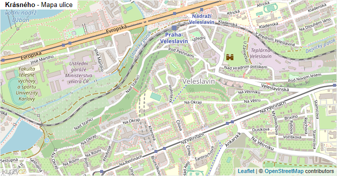 Krásného - mapa ulice