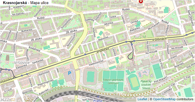 Krasnojarská - mapa ulice