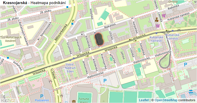 Krasnojarská - mapa podnikání