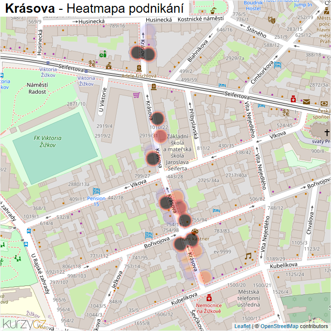 Mapa Krásova - Firmy v ulici.