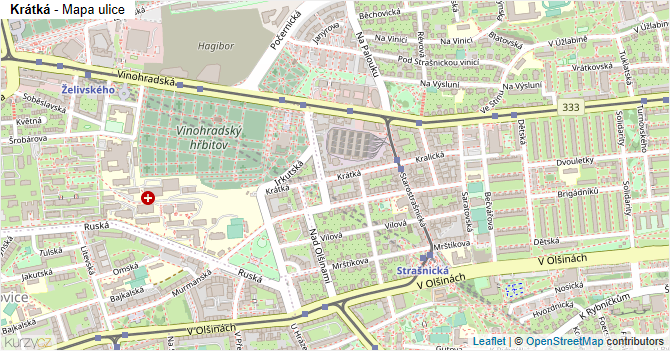 Krátká - mapa ulice