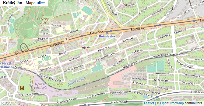 Krátký lán - mapa ulice