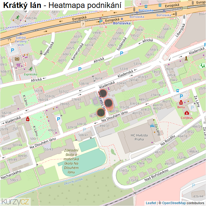 Mapa Krátký lán - Firmy v ulici.