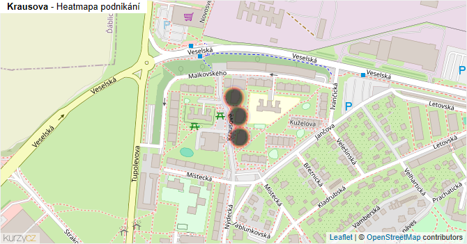Krausova - mapa podnikání