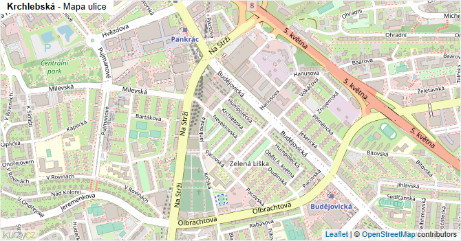 Krchlebská - mapa ulice