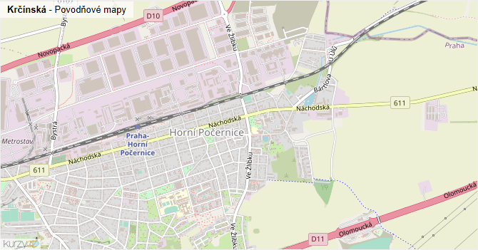 Krčínská - záplavové mapy stoleté vody