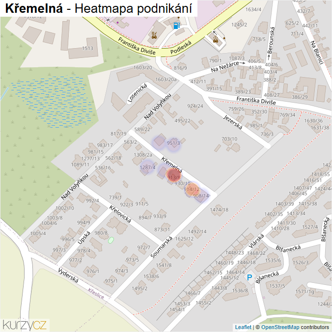 Mapa Křemelná - Firmy v ulici.