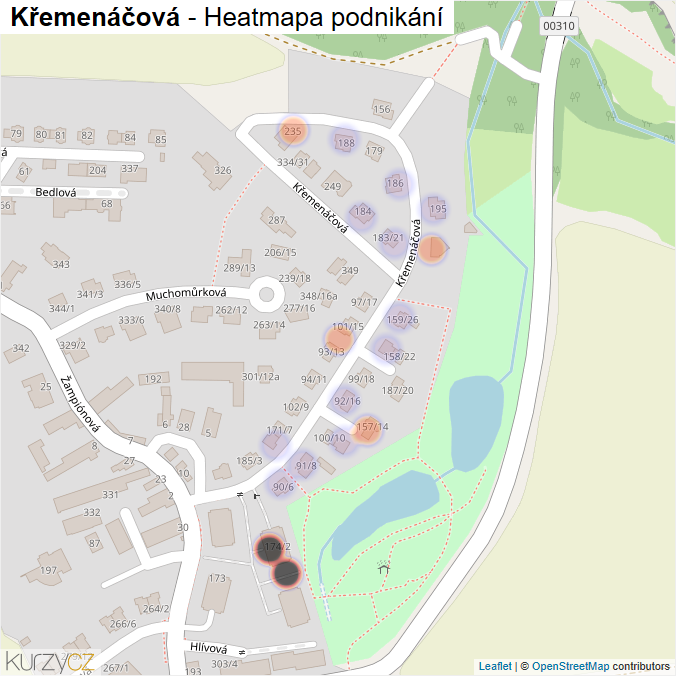 Mapa Křemenáčová - Firmy v ulici.