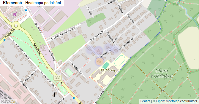 Křemenná - mapa podnikání