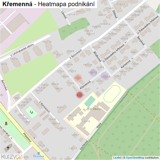 Mapa Křemenná - Firmy v ulici.