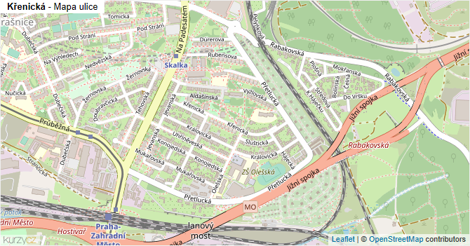 Křenická - mapa ulice