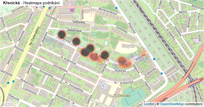 Křenická - mapa podnikání