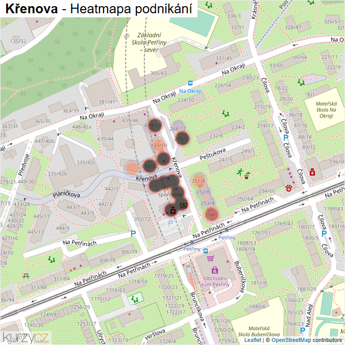 Mapa Křenova - Firmy v ulici.