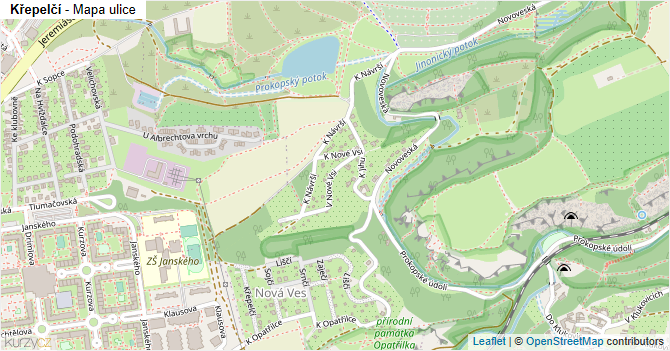 Křepelčí - mapa ulice
