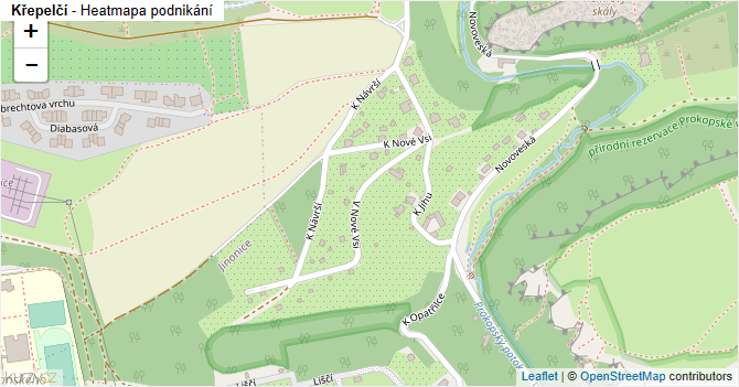 Křepelčí - mapa podnikání