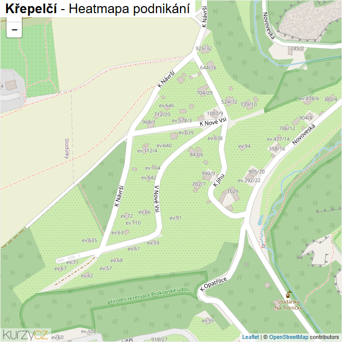Mapa Křepelčí - Firmy v ulici.