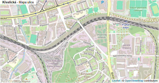 Křeslická - mapa ulice