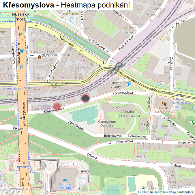 Mapa Křesomyslova - Firmy v ulici.