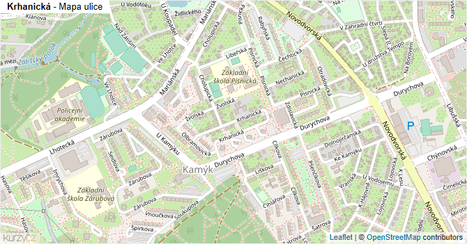 Krhanická - mapa ulice