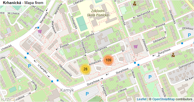 Krhanická - mapa firem