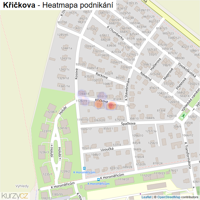 Mapa Křičkova - Firmy v ulici.