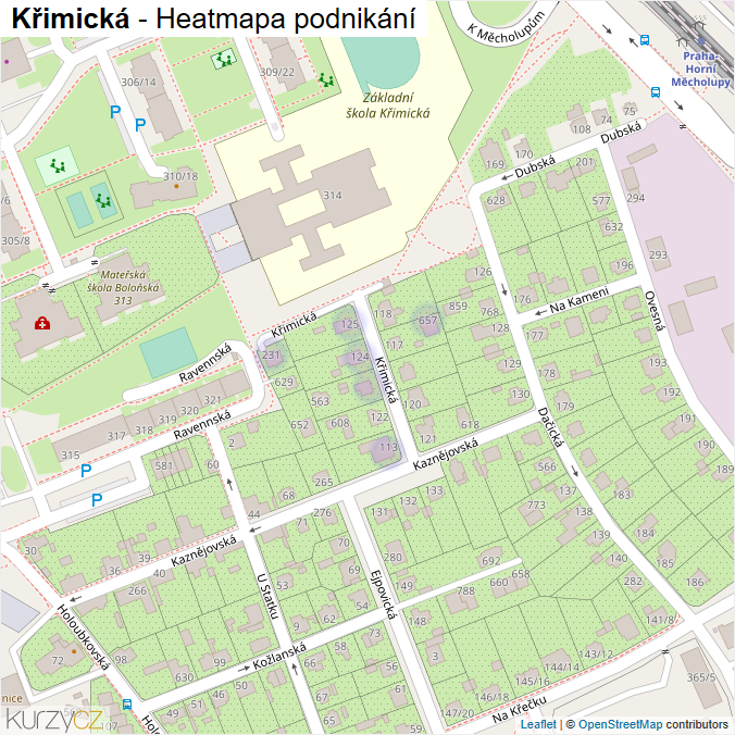 Mapa Křimická - Firmy v ulici.