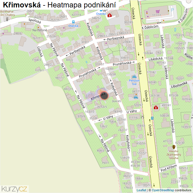 Mapa Křimovská - Firmy v ulici.