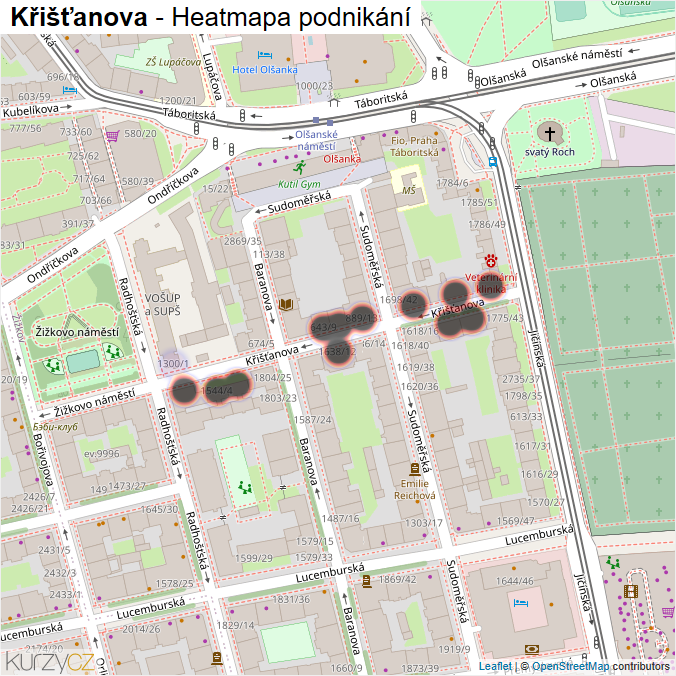Mapa Křišťanova - Firmy v ulici.