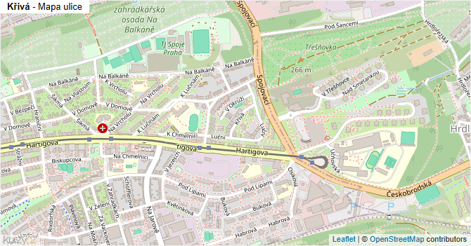 Křivá - mapa ulice