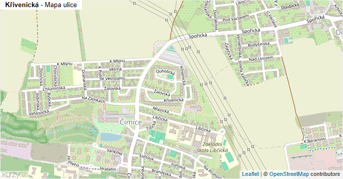 Křivenická - mapa ulice