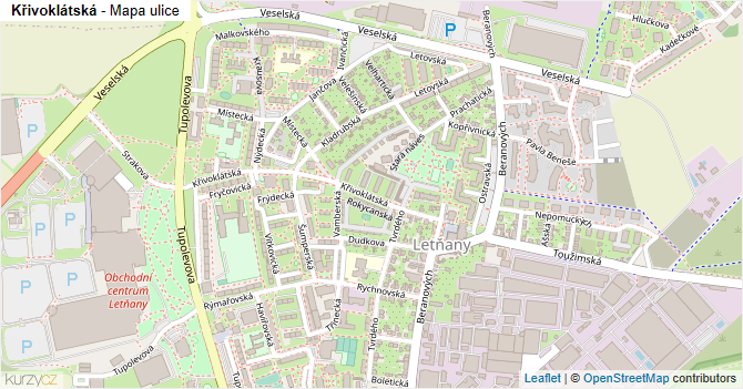 Křivoklátská - mapa ulice