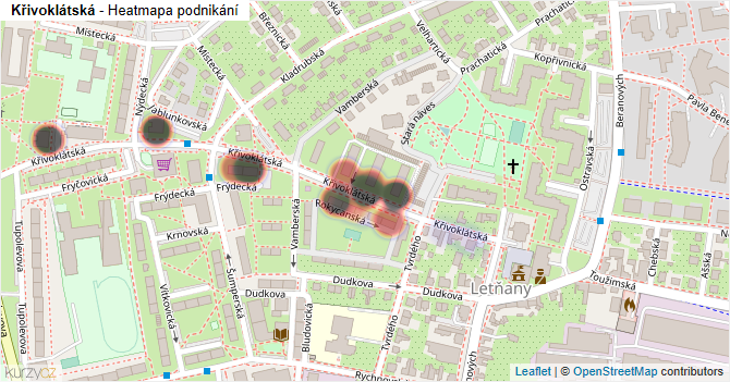 Křivoklátská - mapa podnikání