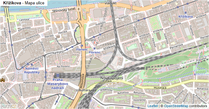 Křižíkova - mapa ulice