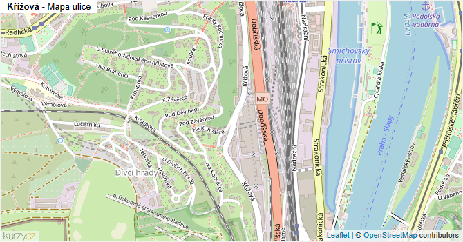 Křížová - mapa ulice
