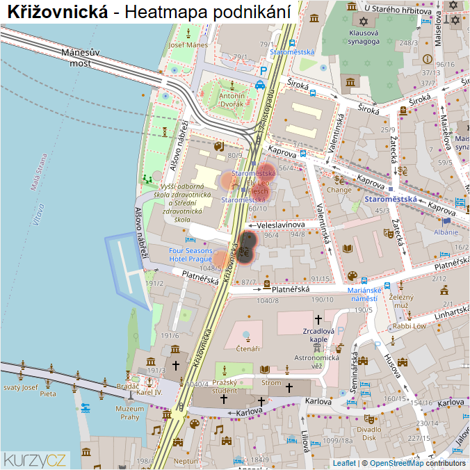 Mapa Křižovnická - Firmy v ulici.