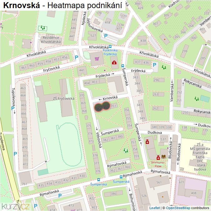 Mapa Krnovská - Firmy v ulici.