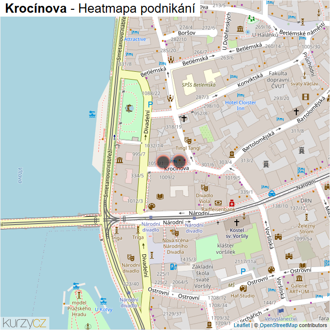 Mapa Krocínova - Firmy v ulici.