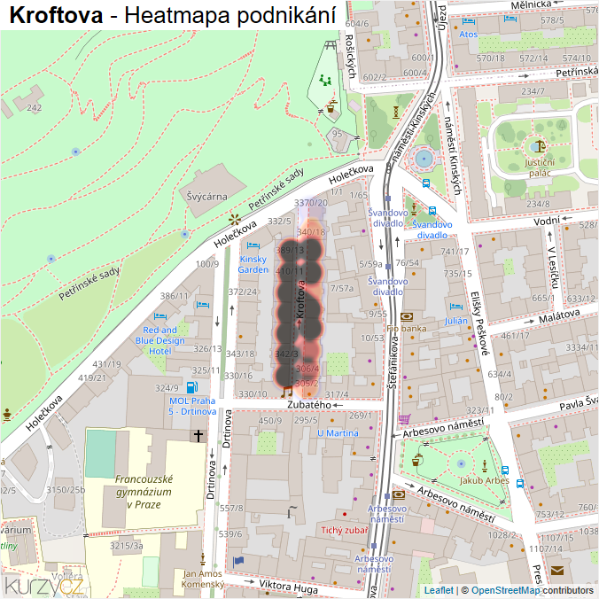 Mapa Kroftova - Firmy v ulici.