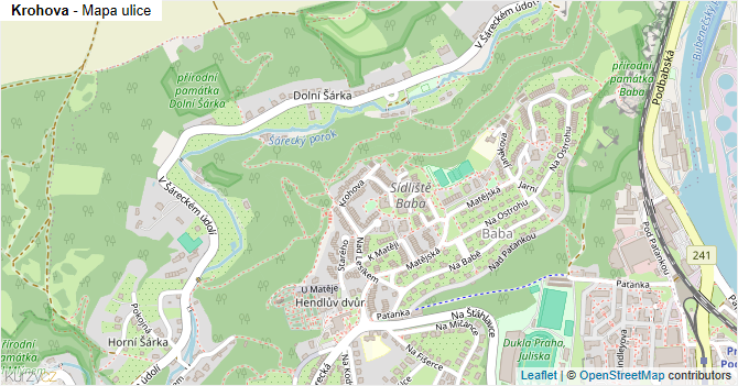 Krohova - mapa ulice
