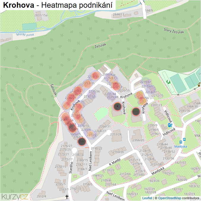 Mapa Krohova - Firmy v ulici.
